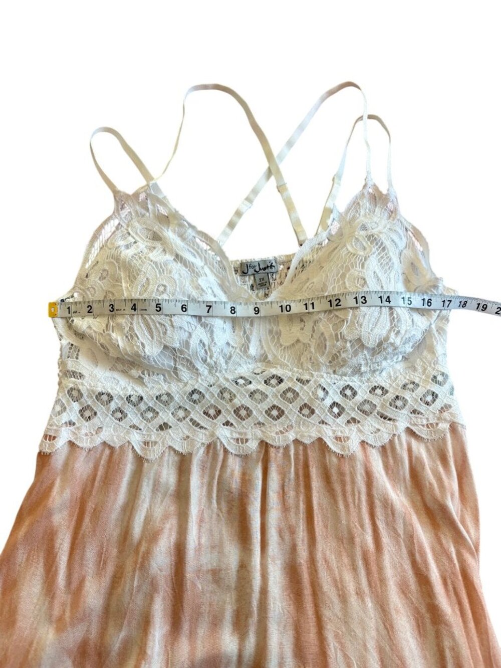 Lace & Tie-Dye Sleeveless White Peach Boho Summer Beach Dress J For Justify 2X - Picture 7 of 12